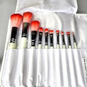 Mica Beauty Deluxe Makeup Brush Set New in Box 10 Red and White Brushes